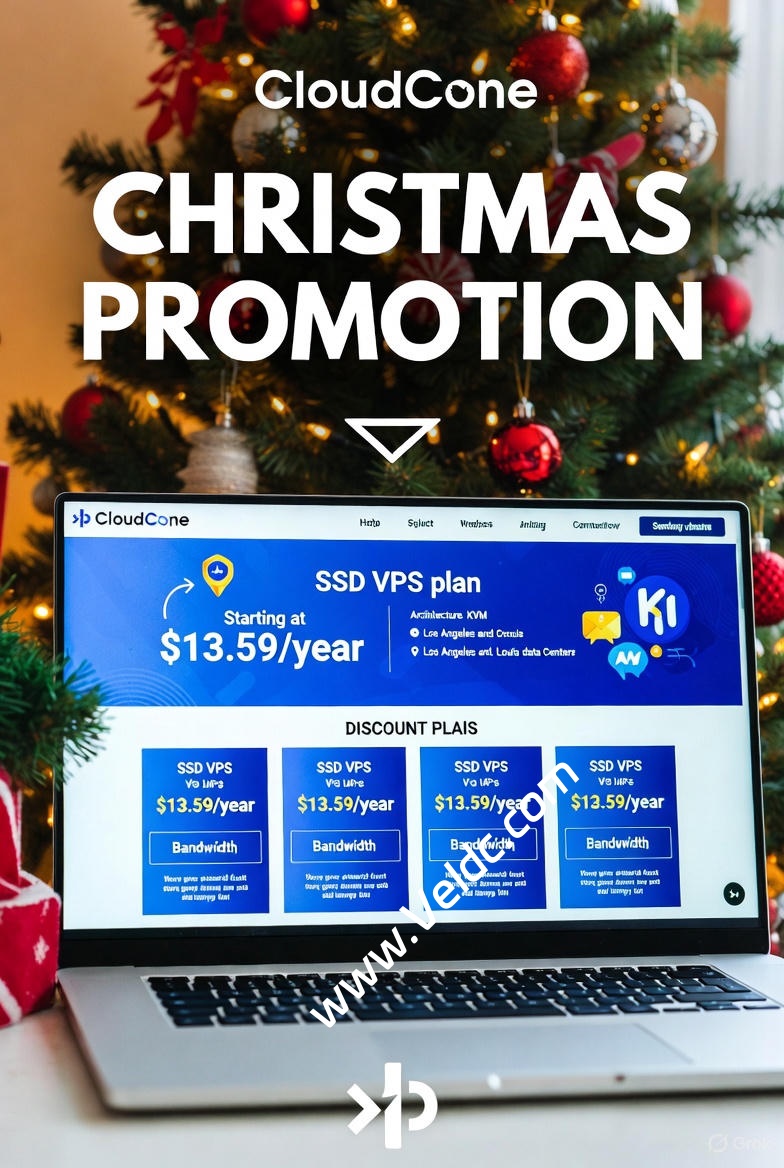 CloudCone：#圣诞促销#美国便宜VPS年付$13.59起，双核/1GB/24GB SSD/1Gbps@3.5TB，可选洛杉矶/圣路易斯/雷斯顿机房-SSHCE测评