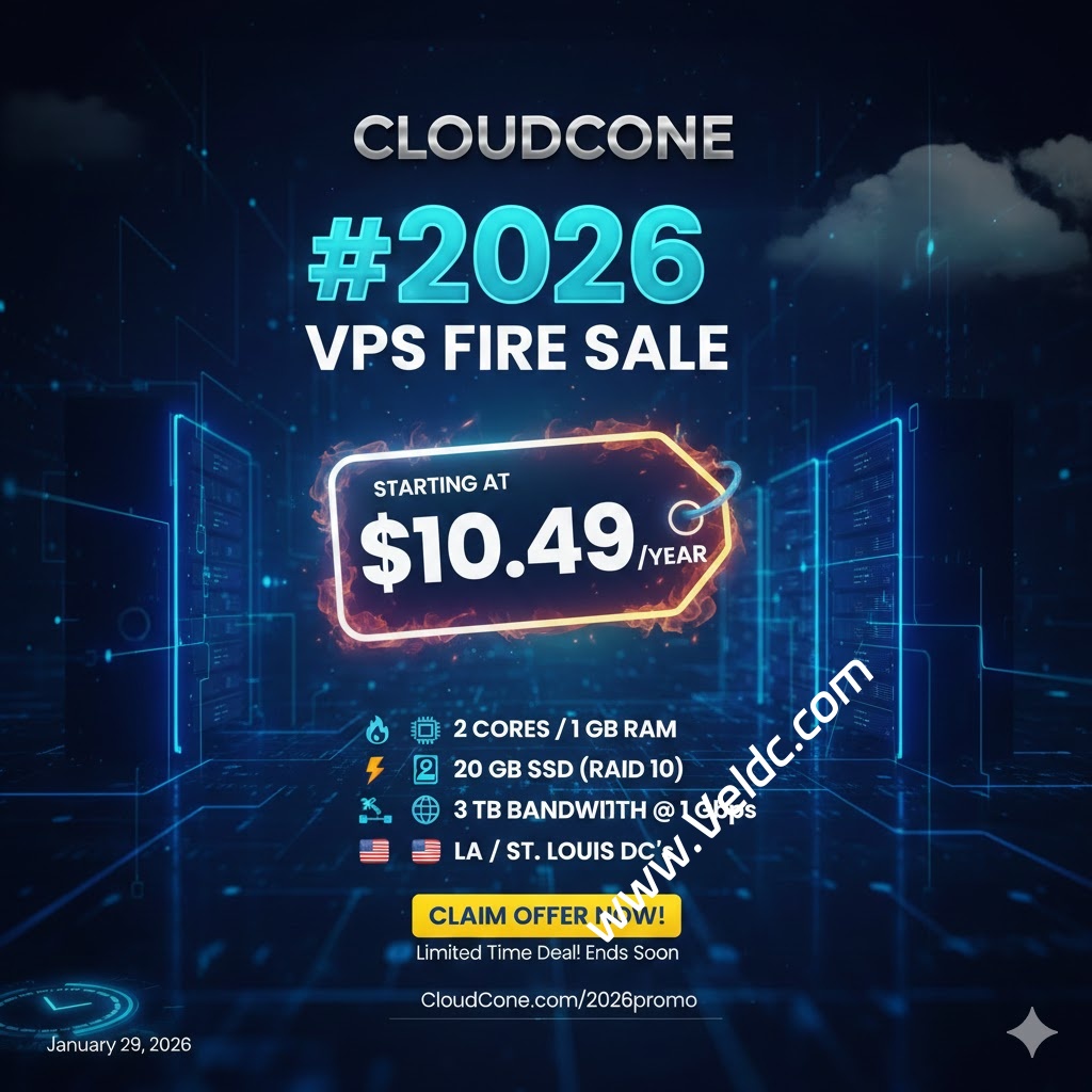 2026开年性价比之选：CloudCone 推出入门级 VPS，年付 $10.49起，可选美国洛杉矶/圣路易斯机房-SSHCE测评