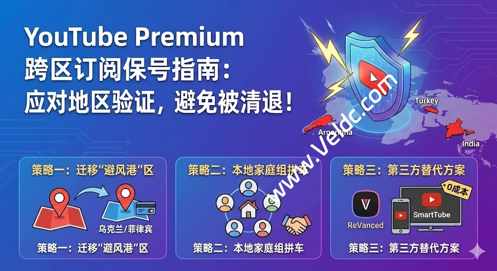 如何应对YouTube加强对Premium订阅的国家/地区验证，避免印度IN/土耳其/阿根廷等地区账号被清理订阅-SSHCE测评